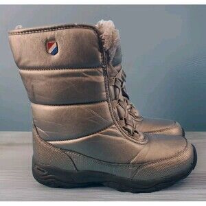 Womens Metallic Silver  Fur Lined Winter Snow Boots Size 6M Khombu